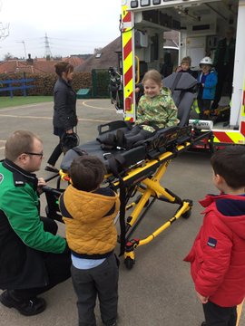 An ambulance and paramedic come to school